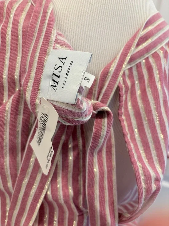 Misa Los Angeles Pink & White Striped Tiered Ruffle Mini Dress - Picture 7 of 10